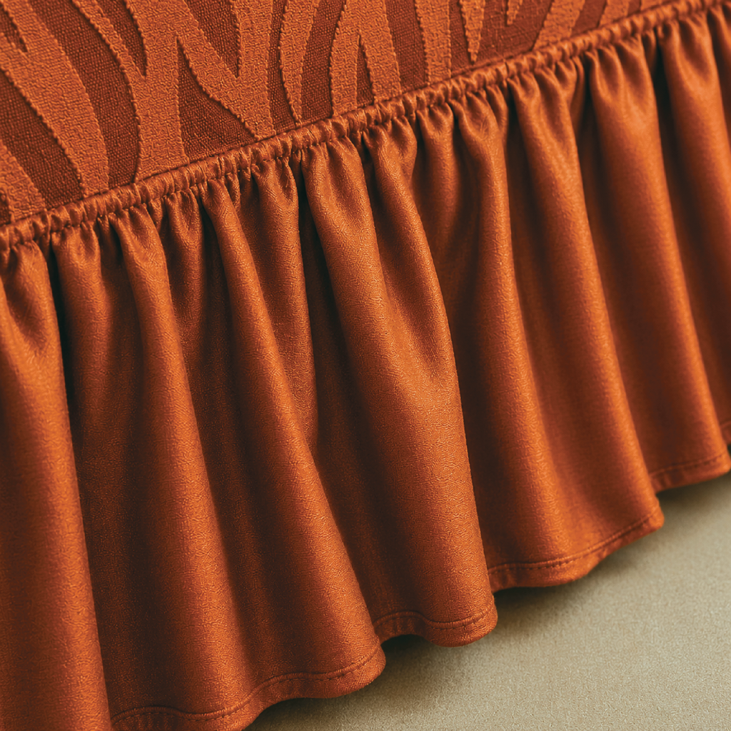 Zebra Velvet Frilled Sofa Cover - Copper