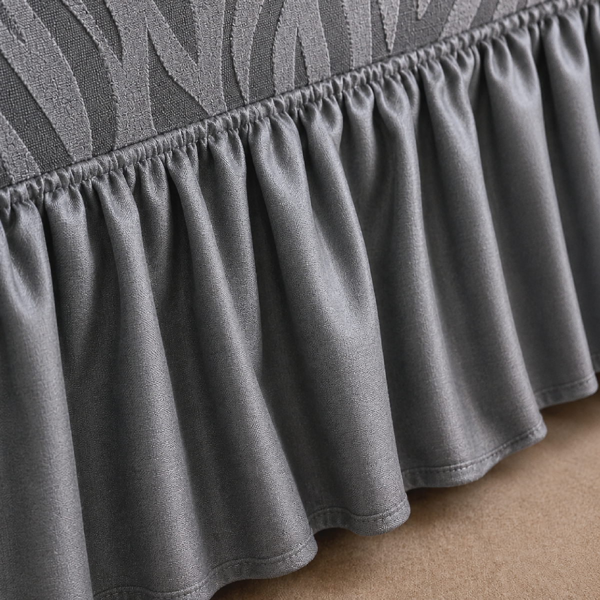 Zebra Velvet Frilled Sofa Cover - Grey