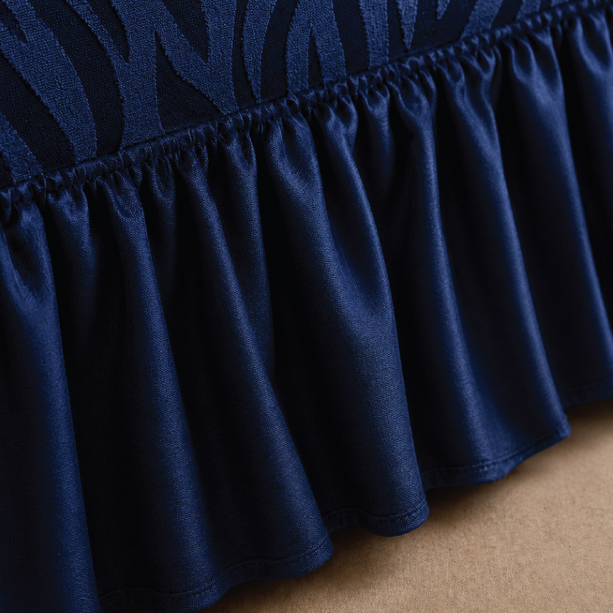 Zebra Velvet Frilled Sofa Cover - Blue