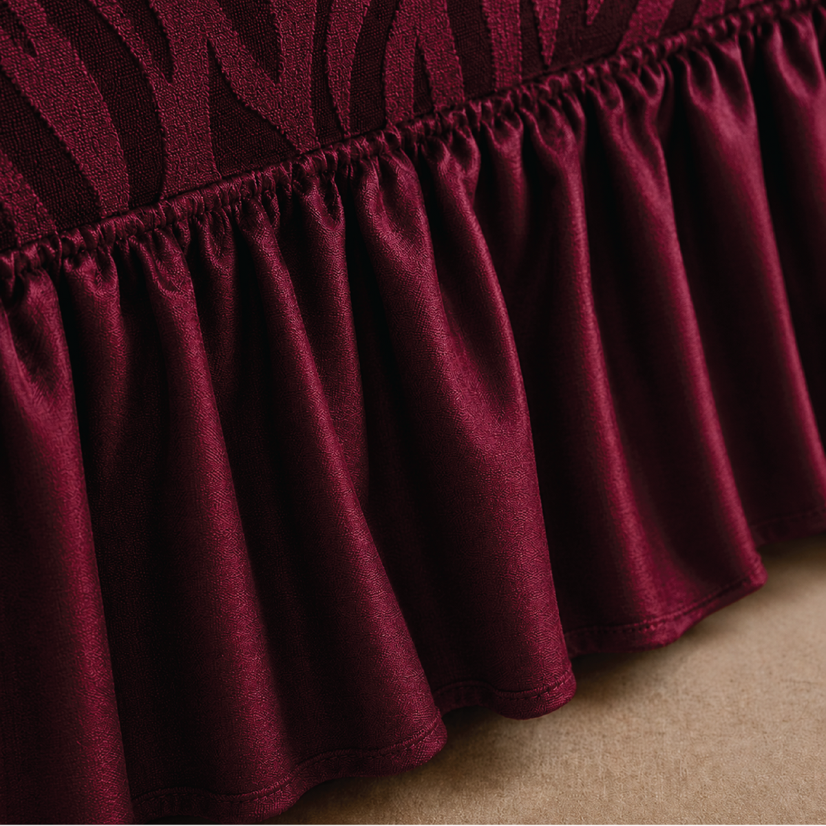 Zebra Velvet Frilled Sofa Cover - Maroon