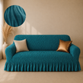 Zebra Velvet Frilled Sofa Cover - Zink