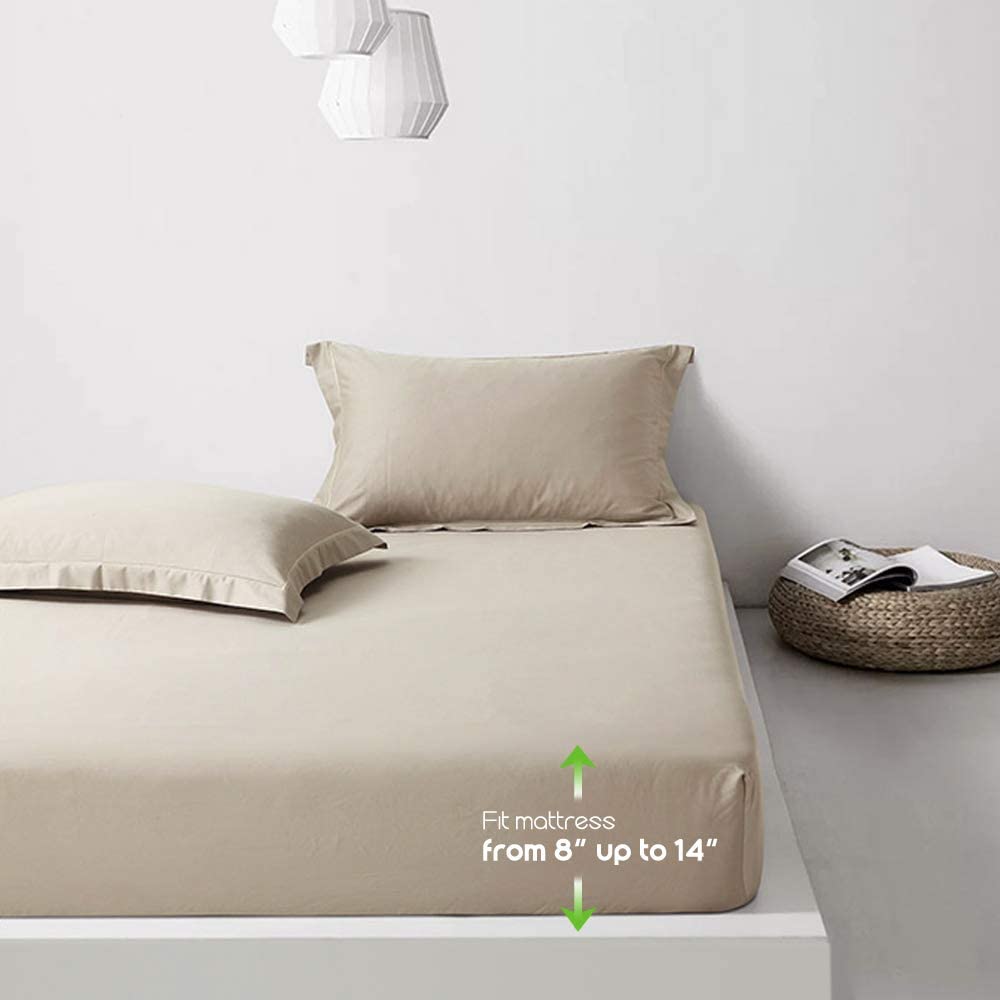 Beige - Jersey Fitted Mattress Cover