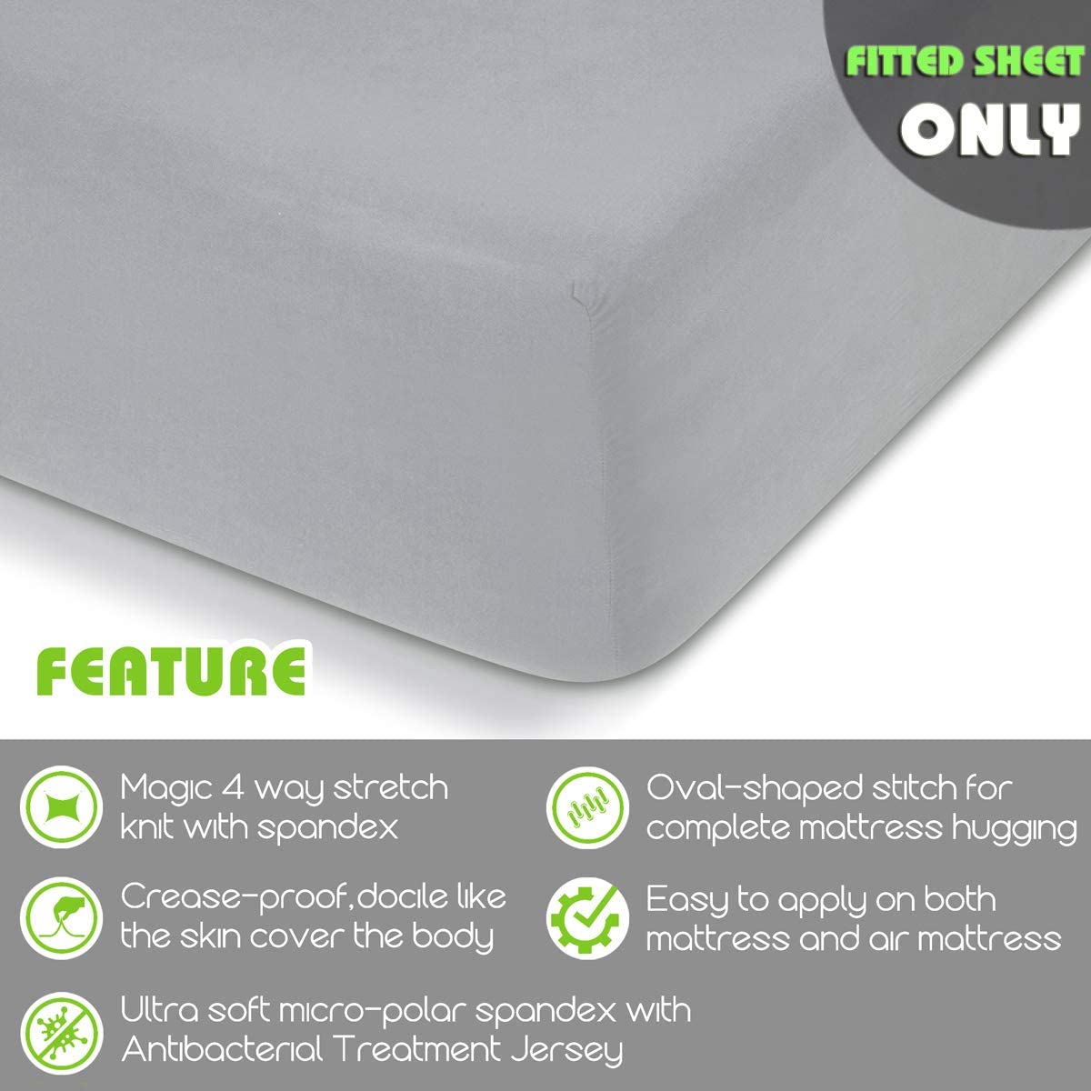 Jersey Bed Fitted Sheet - Light Grey