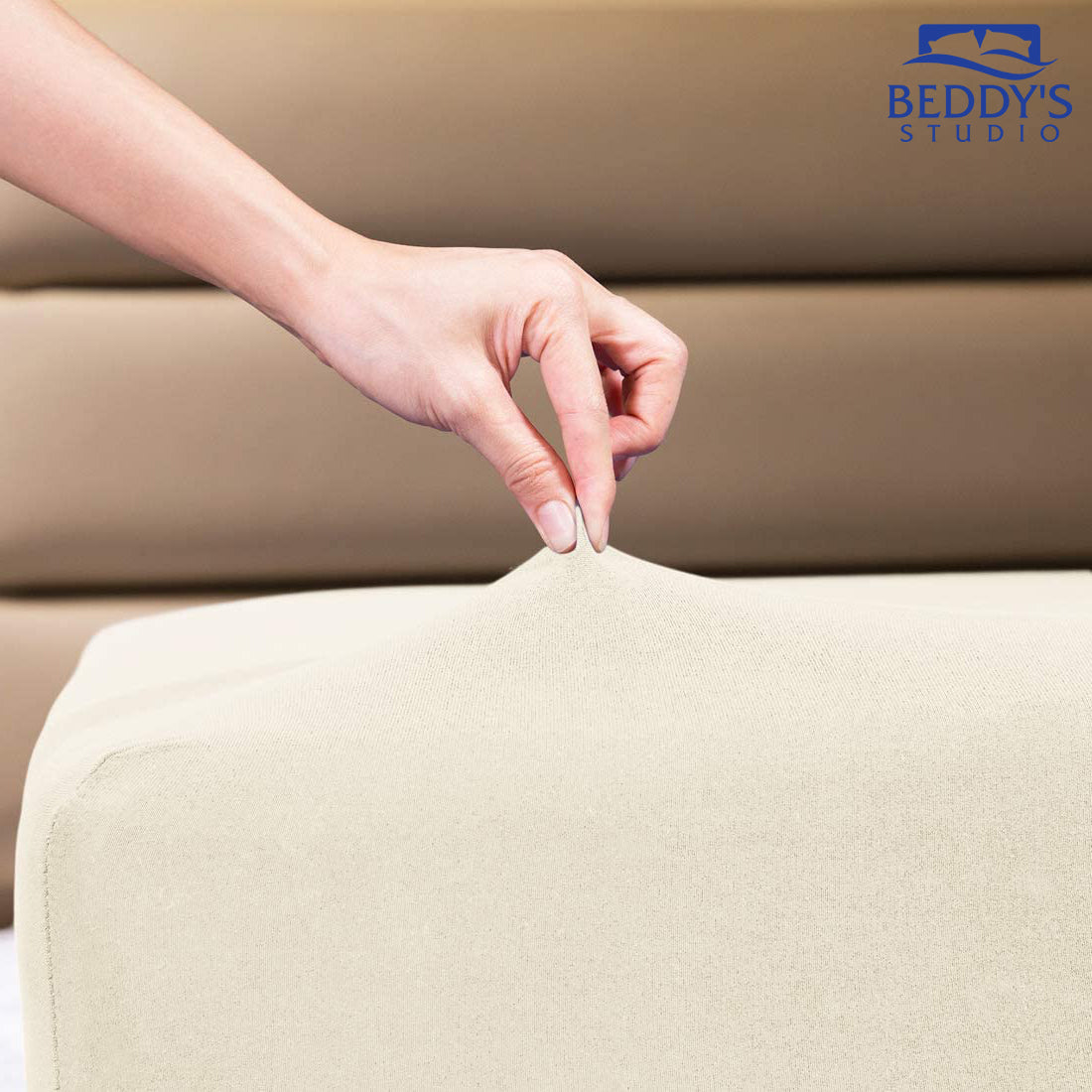Cream - Jersey Fitted Mattress Cover