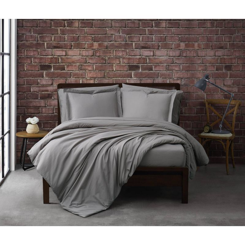 Deep Grey Solid Plain Duvet Cover Set