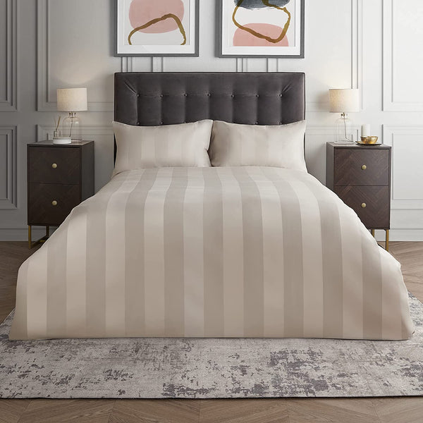 Beige - Hotel Stripe Duvet Cover Set