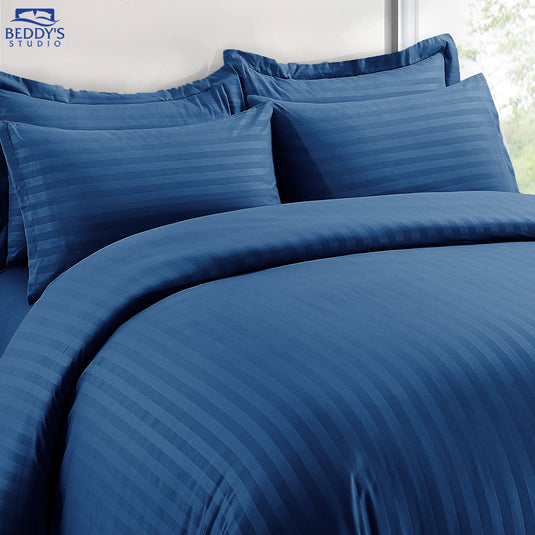 Blue - Hotel Stripe Duvet Cover Set