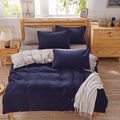 Pure Cotton Solid Reversible Blue Color Plain Duvet Cover Set