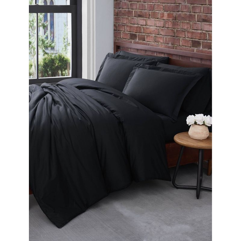 Black Solid Color Plain Duvet Cover Set