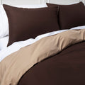 Brown & White Solid Plain Duvet Cover Set