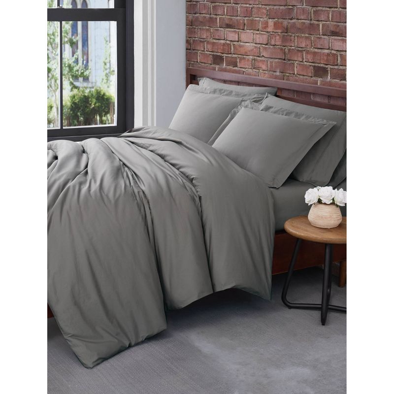 Deep Grey Solid Plain Duvet Cover Set