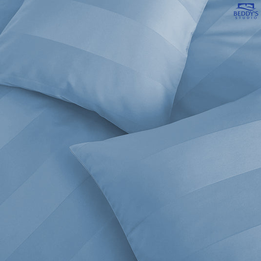 Sky Blue - Hotel Stripe Bedsheet Set