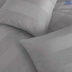 Soft Dove Grey Minimalist Hotel Stripe Bedsheet Set