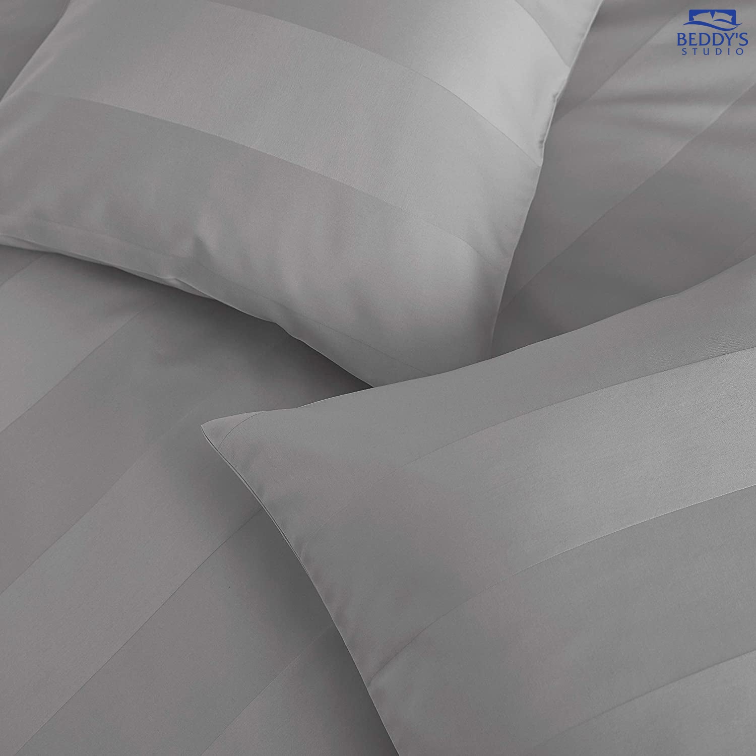 Soft Dove Grey Minimalist Hotel Stripe Bedsheet Set