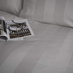 Soft Dove Grey Minimalist Hotel Stripe Bedsheet Set