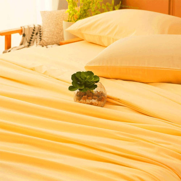 Yellow - Plain Solid Color Bed Sheet Set