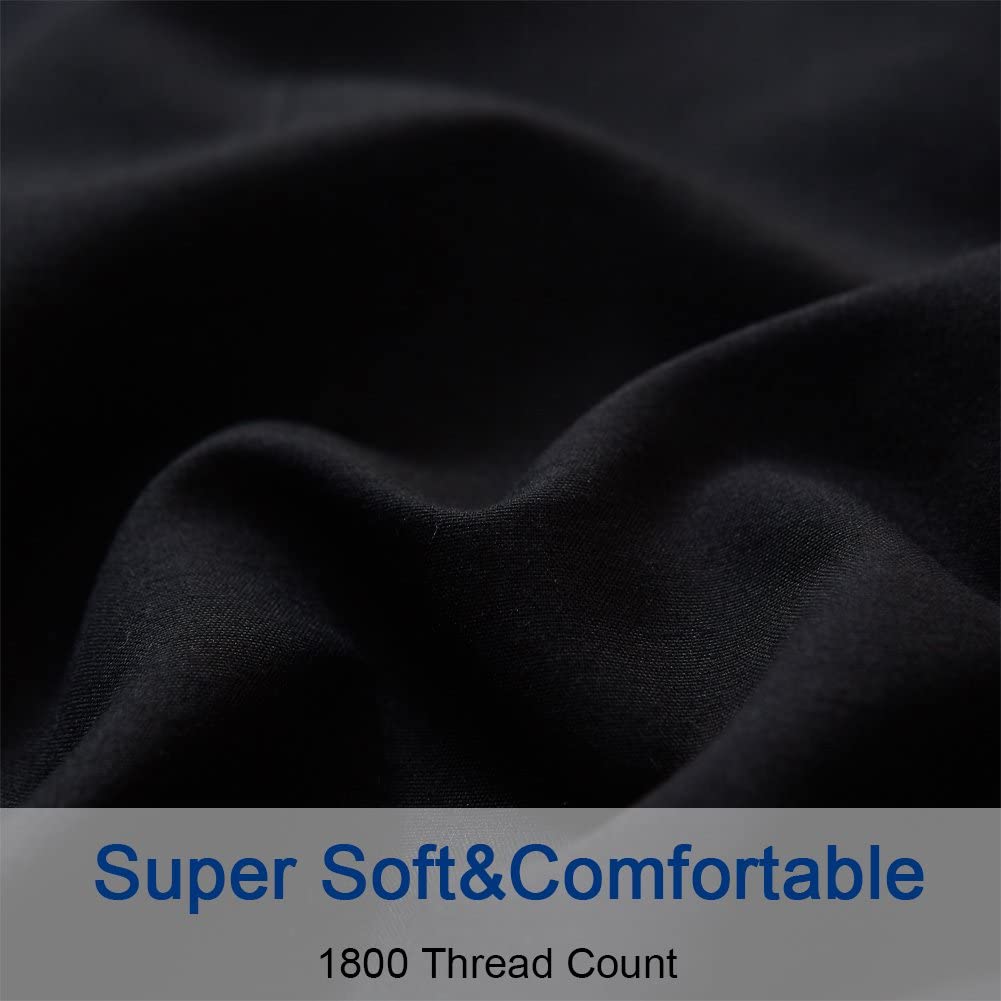 Pitch Black Classic Plain Solid Color Bed Sheet Set