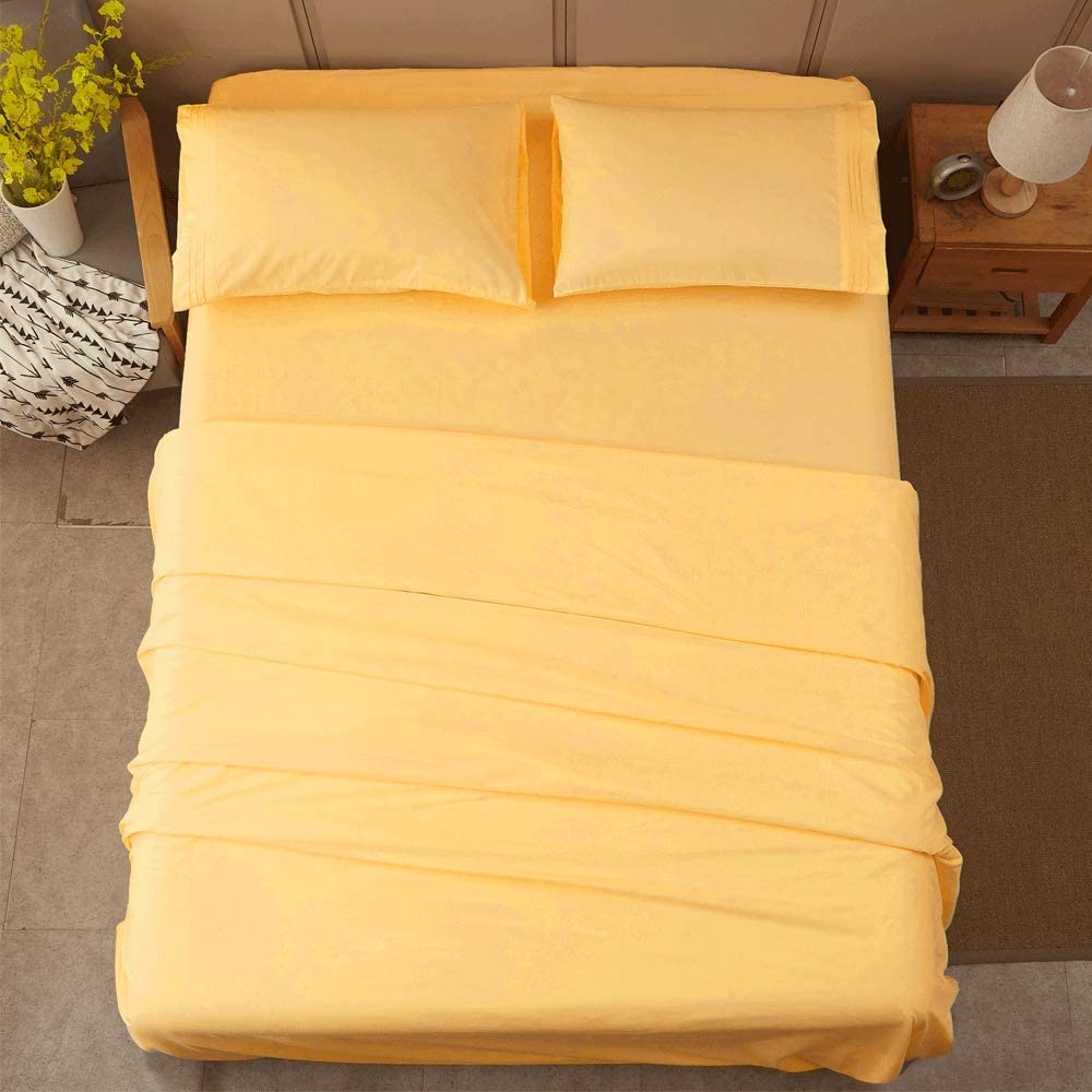 Soft Butter Yellow Pastel Plain Solid Color Bed Sheet Set