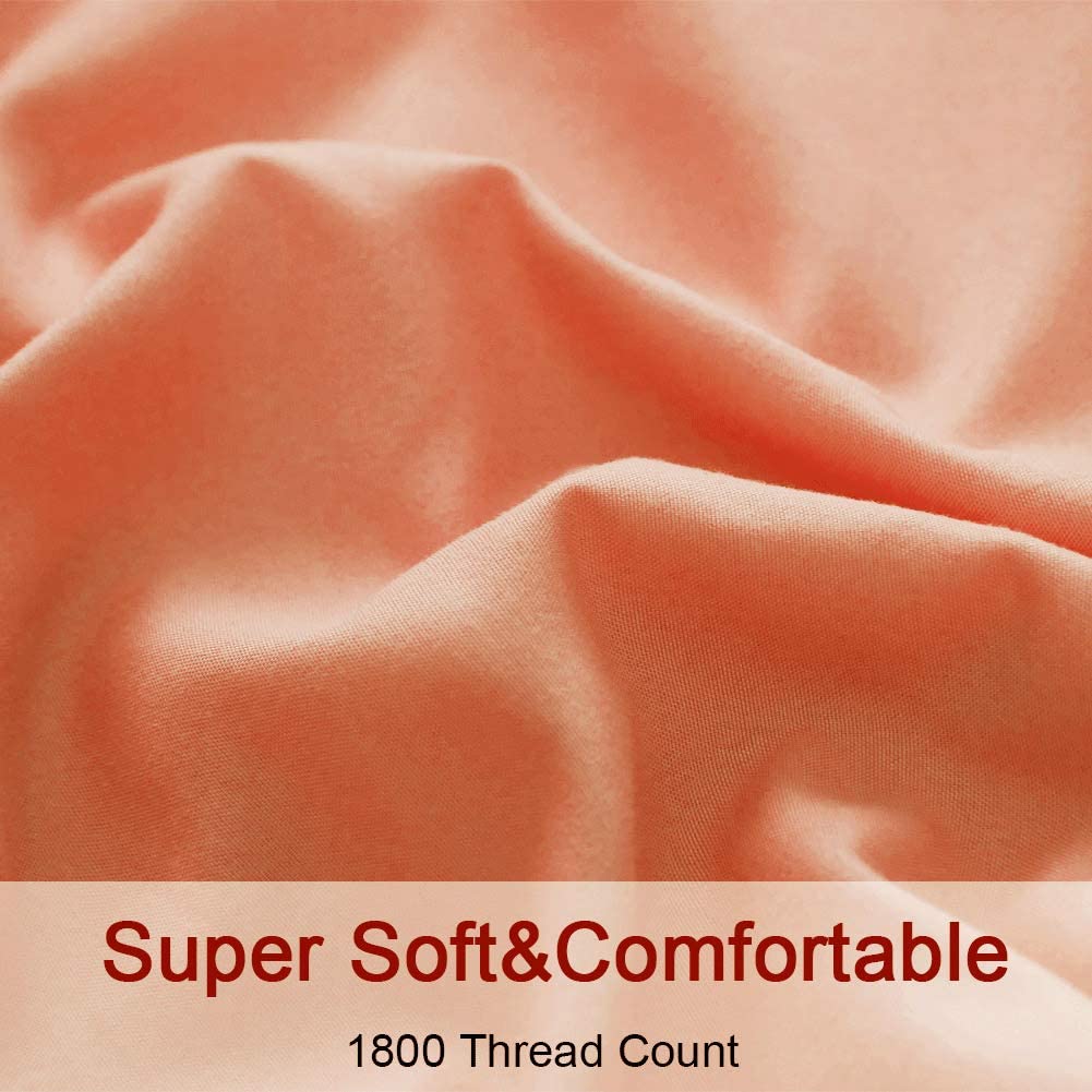Soft Pastel Peach Plain Solid Color Bed Sheet Set