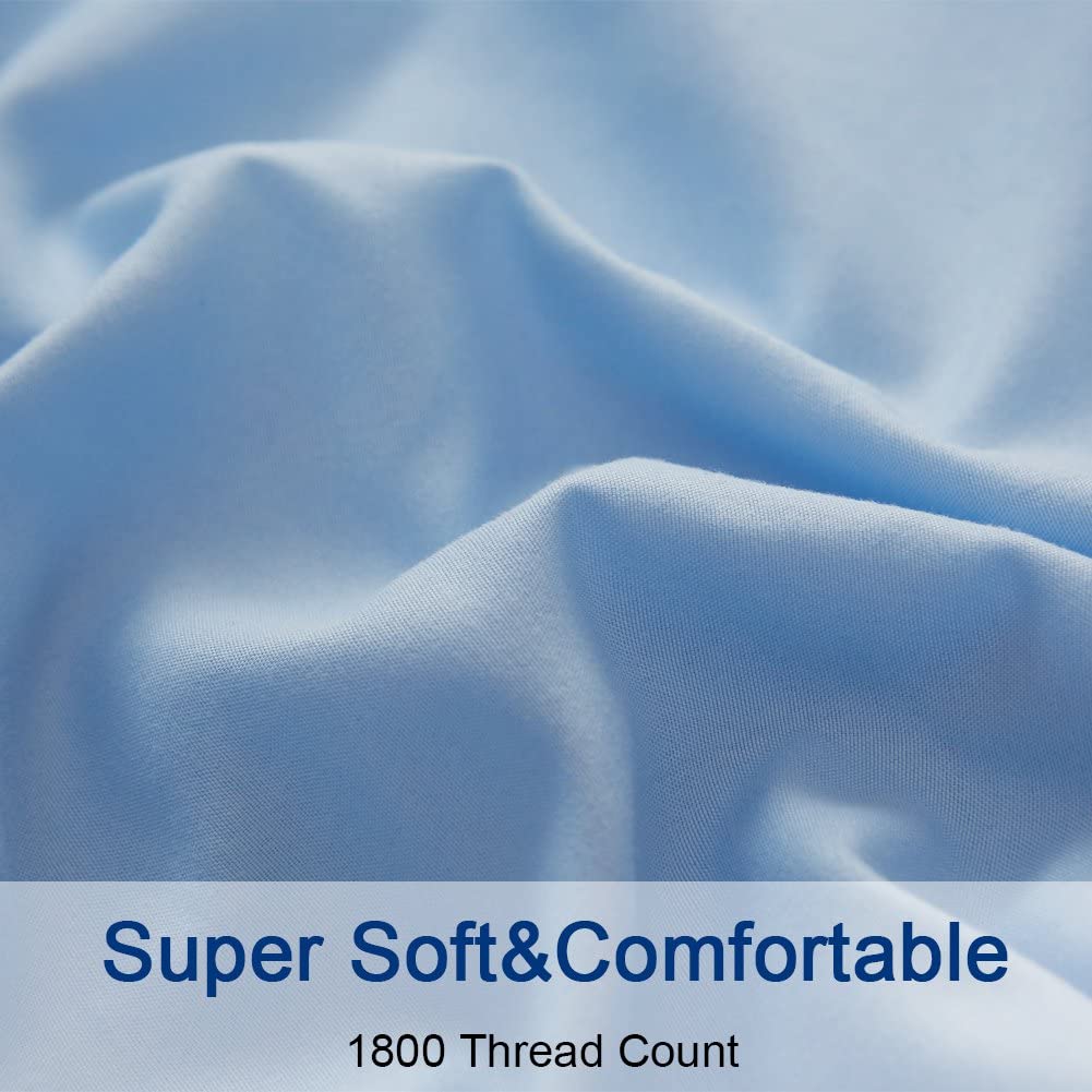 Powder Sky Blue Classic Plain Solid Color Bed Sheet Set