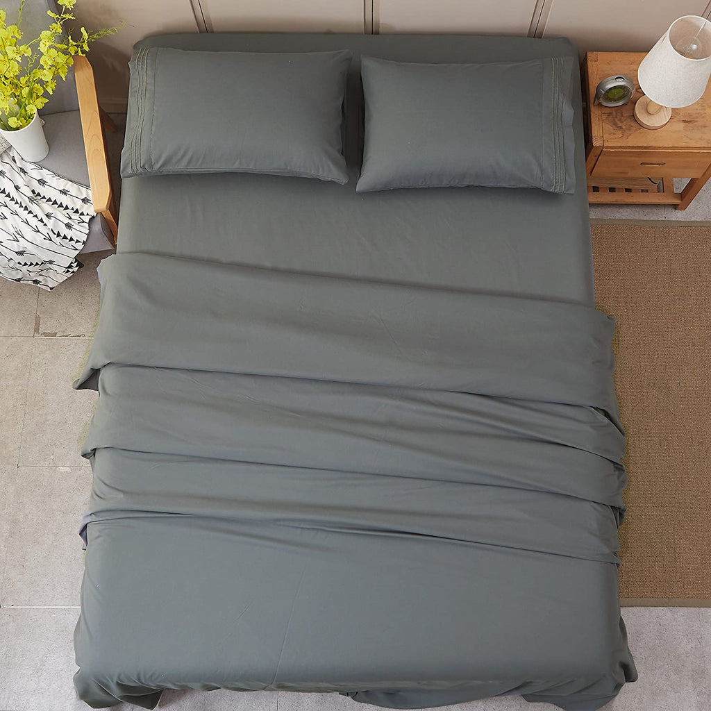 Slate Dark Grey Plain Solid Color Bed Sheet Set