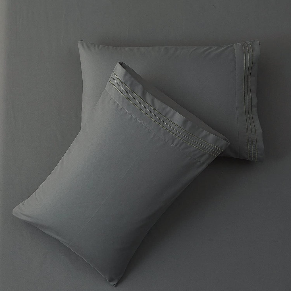 Slate Dark Grey Plain Solid Color Bed Sheet Set