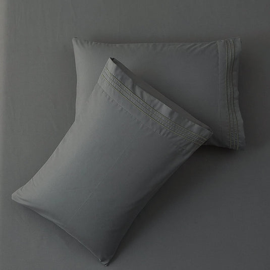 Dark Grey - Plain Solid Color Bed Sheet Set