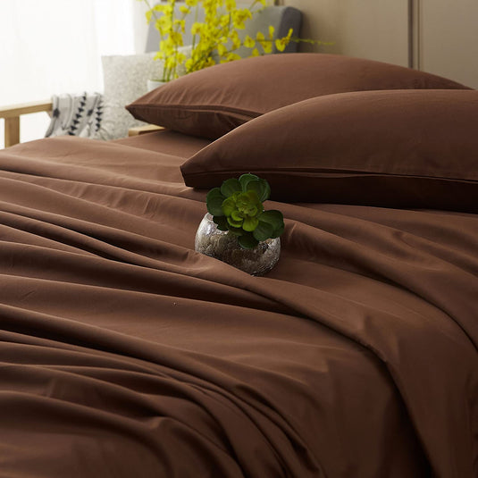 Brown - Plain Solid Color Bed Sheet Set