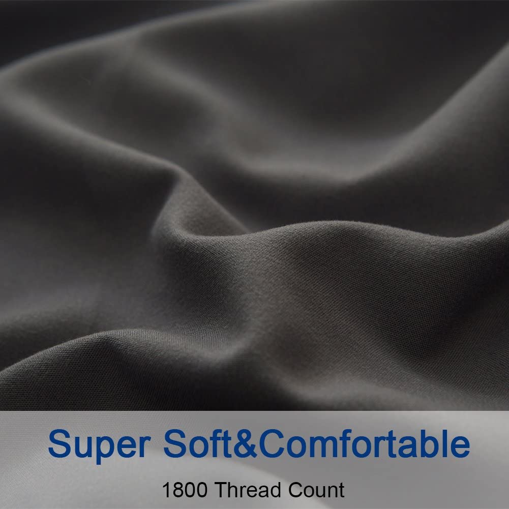 Slate Dark Grey Plain Solid Color Bed Sheet Set
