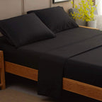 Pitch Black Classic Plain Solid Color Bed Sheet Set