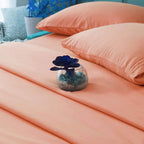 Soft Pastel Peach Plain Solid Color Bed Sheet Set