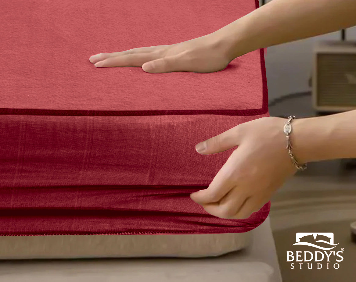 Wine Red Waterproof Mattress Protector