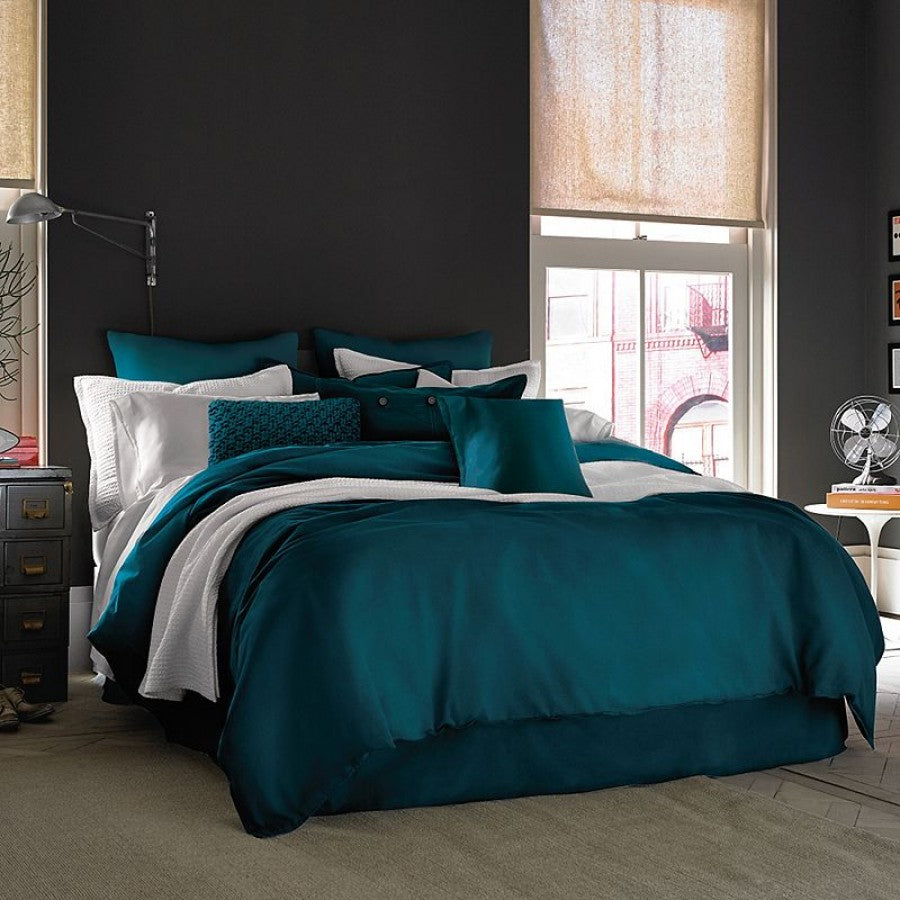 Solid Muted Teal Color Plain Duvet Cover Set