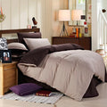 Pure Cotton Solid Reversible Beige Grey Plain Duvet Cover Set