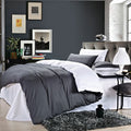 Pure Cotton Solid Reversible Black Plain Duvet Cover Set