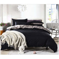Deep Black Solid Plain Duvet Cover Set