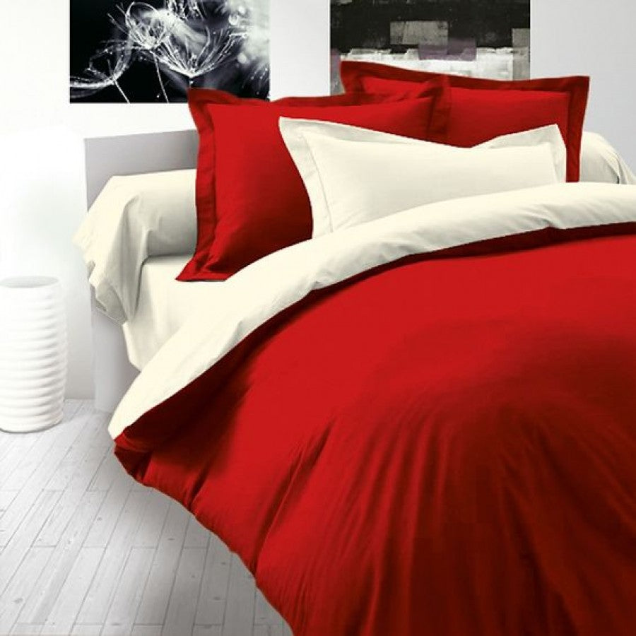 Red Solid Color Plain Duvet Cover Set