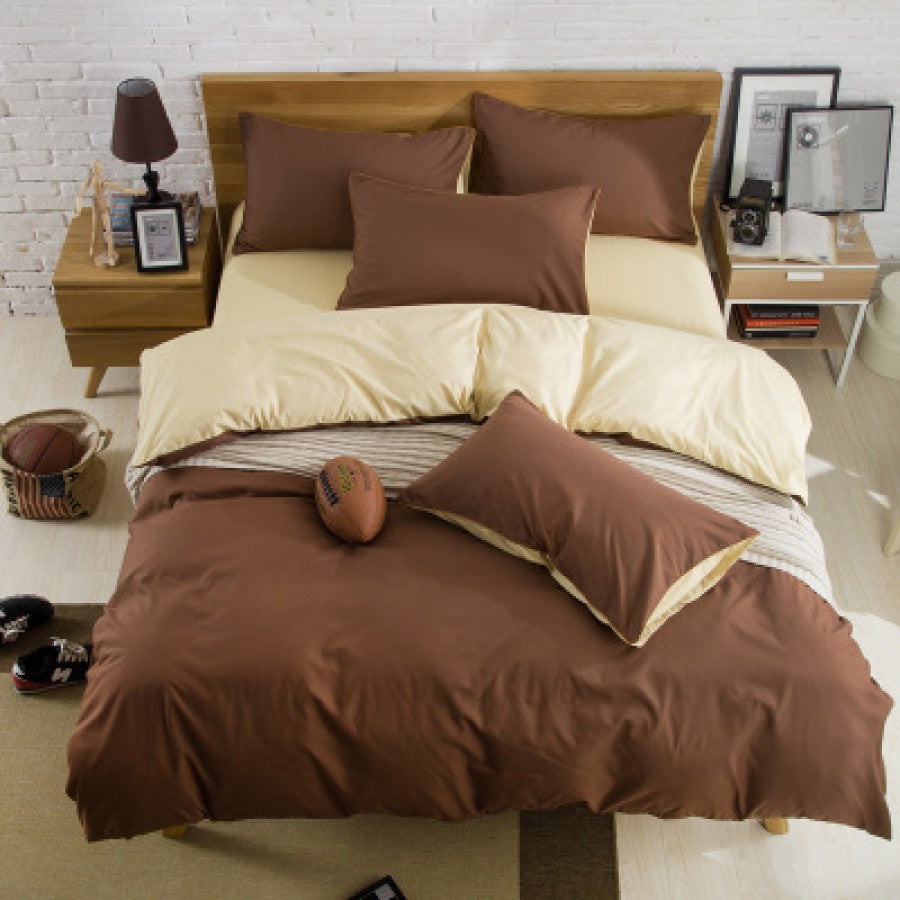 Pure Cotton Solid Caramel Brown Plain Duvet Cover Set