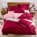 Blush Pink Pure Cotton Solid Reversible Plain Duvet Cover Set