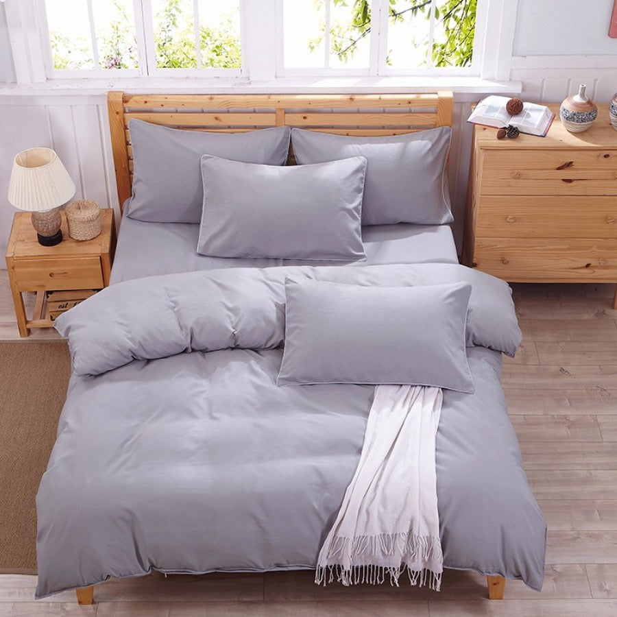 Pure Cotton Solid Reversible Color Plain Duvet Cover Set