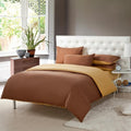 Soft Brown Pure Cotton Solid Reversible Plain Duvet Cover Set