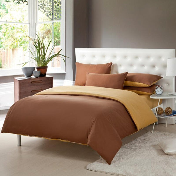 Pure Cotton Solid Reversible Color Plain Duvet Cover Set