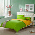 Leaf Green Pure Cotton Solid Reversible Plain Duvet Cover Set