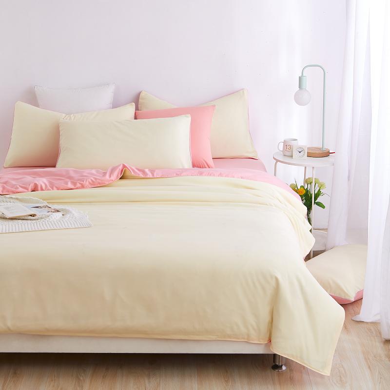 Warm Nude Pure Cotton Solid Reversible Plain Duvet Cover Set