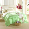 Olive Green & White Solid Color Plain Duvet Cover Set