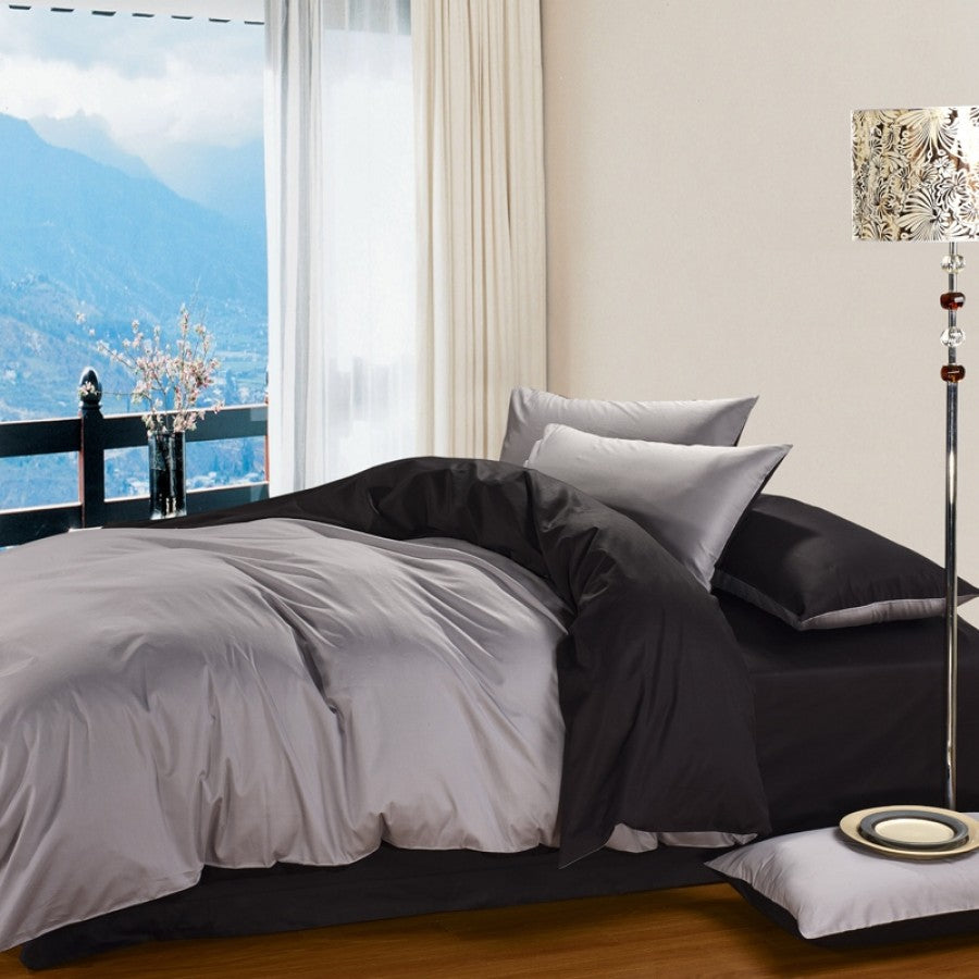 Pure Cotton Solid Reversible Color Plain Duvet Cover Set