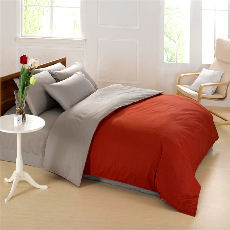 Terracotta Brown Solid Color Plain Duvet Cover Set