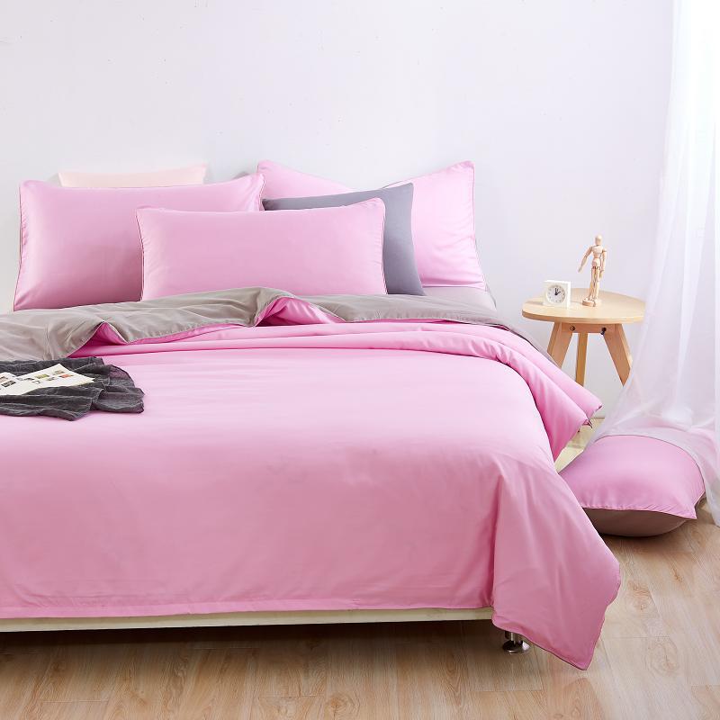 Light Rose Pure Cotton Solid Reversible Plain Duvet Cover Set