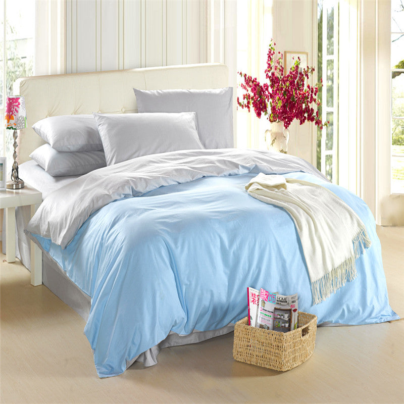 Soft Sky Blue Solid Color Plain Duvet Cover Set