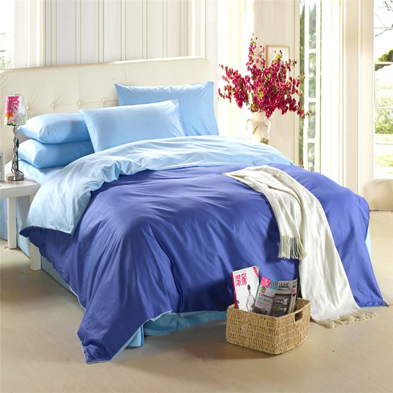 Soft Lavender Blue Solid Color Plain Duvet Cover Set